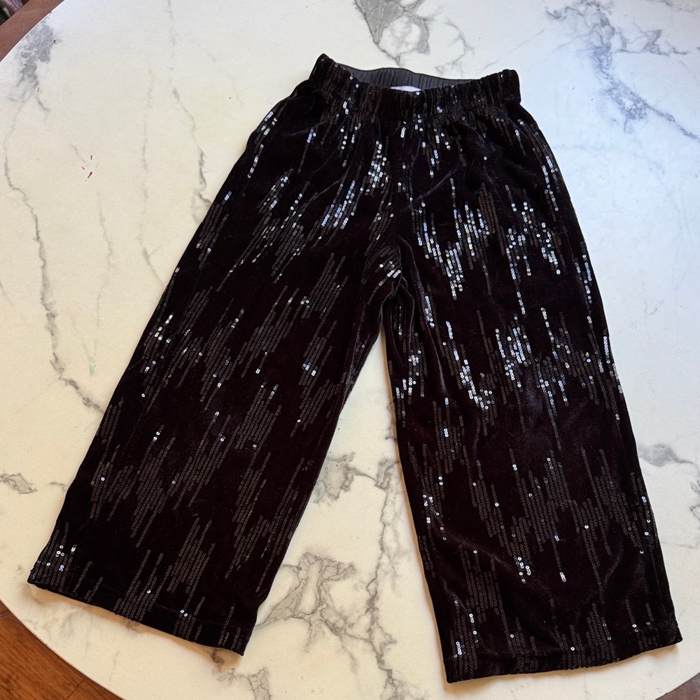 Zara Kids Black velvet Sequin Trousers